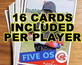Team custom trading cards for each player (15 players) - youth little league t-ball baseball - autograph