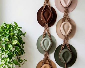 Macrame Hat Hanger for Wall, Cowboy Hat Organizer, Minimalist Home Decor, Fathers Day Gift