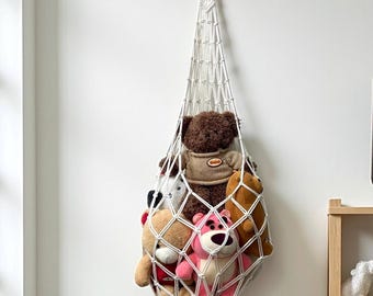 Macrame Toy Hammock: Boho Stuffed Animal Storage, Nursery Decor