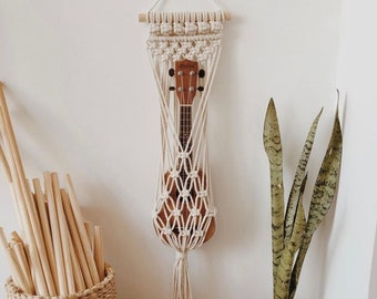 Macrame Ukulele Guitar Wall Hanging, Ukulele Holder, Modern Wall Decor, Decor For Musical Instrument, Instrument hanger, Christmas gift