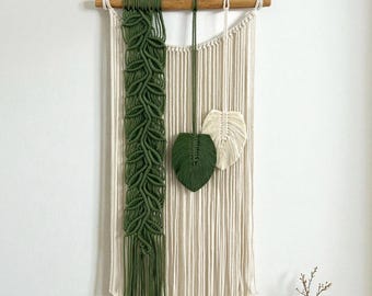 Macrame Leaf Wall Hanging: Boho Natural Vine Decor, 16x32