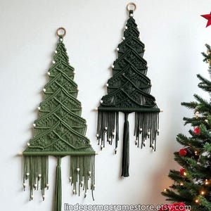Kit Fai Da Te Albero Di Natale In Macramè Bohémien - 2 Pezzi Da Appendere, Progetto Creativo Per Adulti E Bambini
