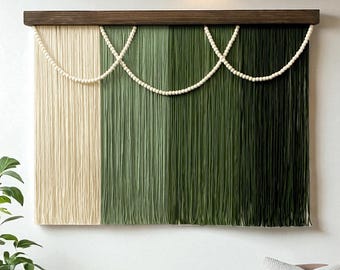 Large Macrame Yarn Wall Hanging: Boho Fiber Art Decor