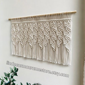 Macrame Leaf Window Curtain: Boho Wall Hanging, Window Home Decor, Leaf Valance, Macrame Headboard Hanging, Christmas Gift For Her