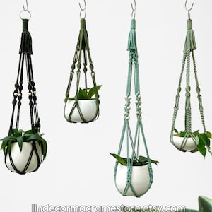 Macrame Plant Hanger No Tail, Indoor Hanging Planter No Tassel, Long Hanging Plant Pot Holder, Minimalist Plant Hanger, Indoor Plant Decor
