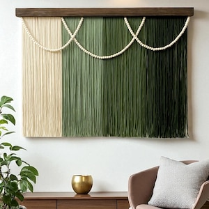 Large Macrame Yarn Wall Hanging: Boho Fiber Art Decor