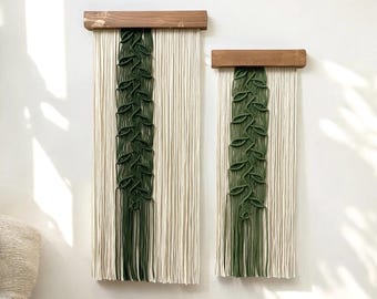 Macrame Leaf Vine Wall Hanging: Fiber Art, Tropical Decor