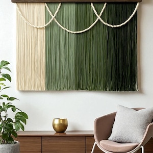 Tapiz de pared grande de hilo de macramé: decoración de arte textil boho