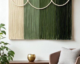 Large Macrame Yarn Wall Hanging: Boho Fiber Art Decor