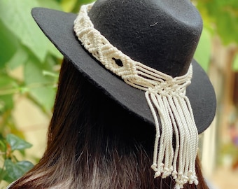 Macrame Hat Bands, Womens hat band, Boho Hat Accessories, Handmade Hat Bands, Bohemian Hat, Unique Gift for Her