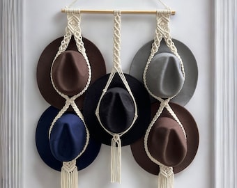 Macrame Hat Hanger: Boho Farmhouse Hat Organizer
