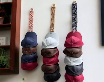 Macrame Hat Hanger: Boho Baseball Cap Organizer, Cabin Decor