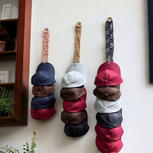 Appendino per cappelli in macramè: organizer per cappellini da baseball in stile bohémien, decorazione per cabina