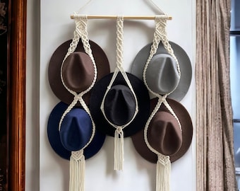 Macrame Hat Hanger: Boho Farmhouse Hat Display