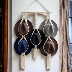 Macrame Boho Hat Display, Macrame Hat Holder, Minimal Hat Hanger, Boho Hat Rack, Macrame Cap Storage, Modern Farmhouse Decor, Gift For Mom