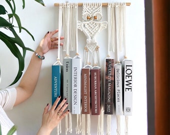 Makramee-Eulen-Bücherhalter: Boho-Hänge-Bücherregal
