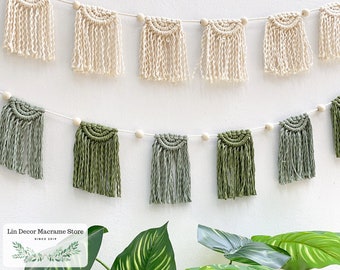 Sage Green Macrame Garland: Boho Nursery Decor