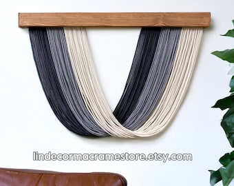 Large Macrame Wall Hanging: Boho Yarn Tapestry, Modern Farmhouse Decor