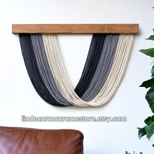 Large Macrame Wall Hanging: Boho Yarn Tapestry, Modern Farmhouse Decor