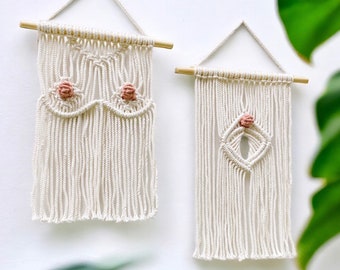 Macrame Vagina & Boobies Wall Hanging, Body Positive Decor