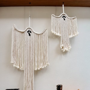 Macrame Halloween Ghost, Handmade Halloween Ghost, Halloween White Ghost Decor, Rope Ghost, Boho Ghost Decorations, Spooky Season Decor