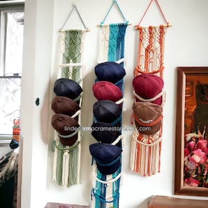 Macrame Baseball Cap Holder: Boho Hat Display Rack