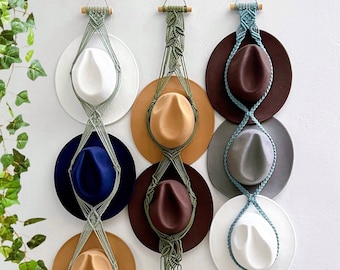 Macrame Hat Hanger: Boho Wall Decor, Hat Storage