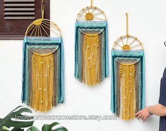 Sunrise Sunset Macrame Wall Hanging: Boho Beach Decor