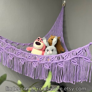 Boho Toy Hammock, Stuffed Animal Storage, Macrame Stuffed Animal Net, Crochet Corner Hammock, Macrame Toy Net, Kids Room Toy Storage Gift
