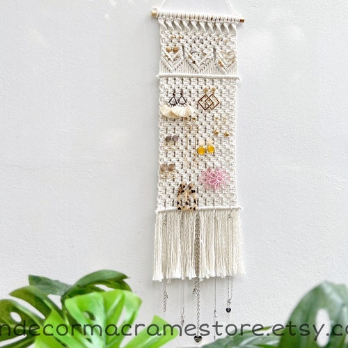Macrame Jewelry Holder Jewelry Organizer Stud Earring and Etsy