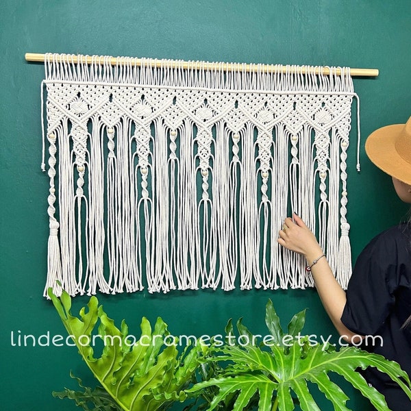 Macrame Window Valance, Boho Window Curtain, Macrame Valance, Boho Wall Art, Macrame Door Curtain, Vintage Wall Tapestry, New Home Gift