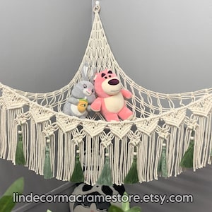 Macrame Stuffed Animal Hammock: Boho Kids Room Decor