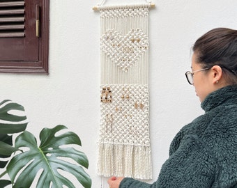 Macrame Heart Earring Holder: Boho Jewelry Display