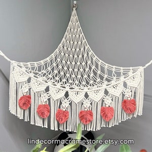 Boho Toy Hammock, Macrame Stuffed Animal Net, Toy Organization, Stuffed Animal Hammock, Toy Holder, Crochet Corner Hammock, Unique Baby Gift