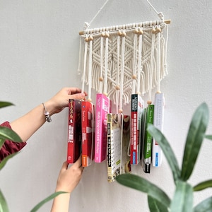 Macrame Hanging Book Holder, Book Handmade Storage Organizer, Macrame Book Shelf, Boho Wall Decor, Rustic Book Holder, New Home Gift