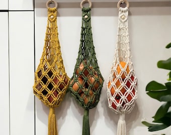 Macrame Hanging Fruit Basket, Veggie Fruit Storage, Handmade Vegetable Fruit Hanger, Kitchen Storage, Hanging Basket For Onion Potato