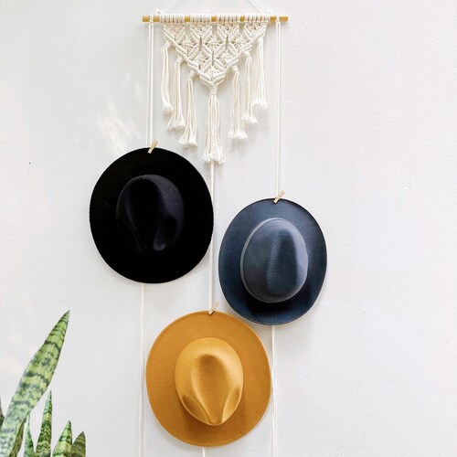 Boho Hat Rack for Wall Bohemian Style Hat Organization Hat - Etsy