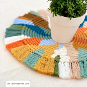 Macrame Placemats, Handwoven placemats, Boho Table Decor, Inspired By Rainbow Eucalyptus, Placemat Set, Housewarming Gift, Unique Boho Gift