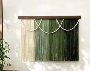 Large Macrame Wall Hanging: Bohemian Woven Tapestry, Mid Century Modern