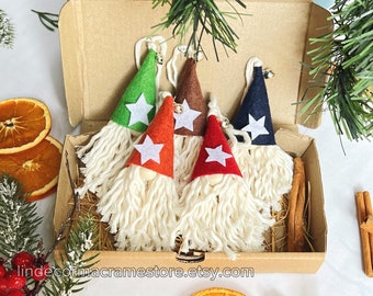 Macrame Christmas Gnome Ornaments: Handmade Holiday Decor, Set of 5