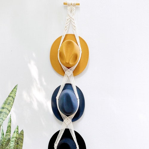 Macrame Boho Quadruple Hat Hanger - Etsy