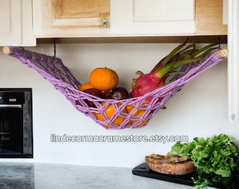 Boho Macrame Fruit Hammock: Hanging Kitchen Storage
