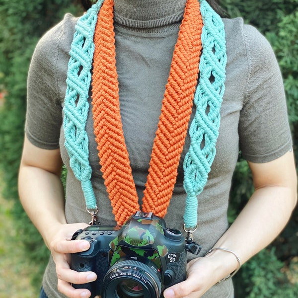 Macrame Camera Strap For DSLR or SLR Camera, Camera Strap In Different Colors, Boho Style Camera Strap, Pocket Strap, Photographer Gift