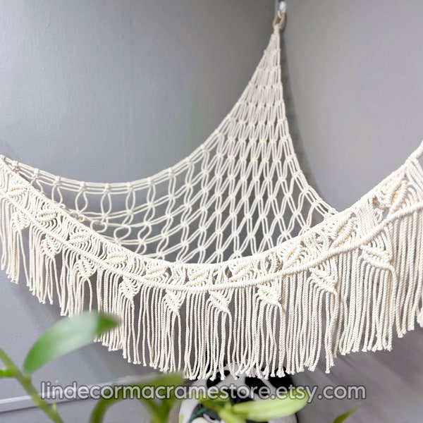 Hanging Stuffed Toy Hammock Macrame, Boho Toy Holder, Macrame Toy Net, Stuffed Animal Storage, Crochet Corner Hammock, Unique Storage Gift