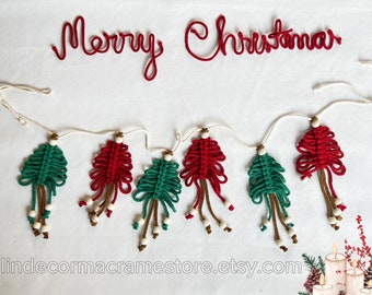 Macrame Christmas Tree Garland: Boho Holiday Banner