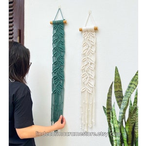 Narrow Macrame Leaf Wall Hanging, Macrame Vines, Macrame Headboard Decor, Boho Wall Hanging Set, Narrow Wall Art, New Home Gift