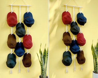 Macrame Baseball Cap Hanger: Boho Hat Rack Display