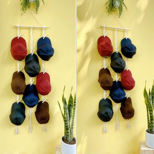Baseballcap hoedenhanger, macramé pettenrek, muur baseball pethouder, pettenrek display, hoedenhouder voor mannen, boho-hoed opslag, cadeau voor hem