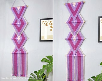 Macrame Geometric Wall Hanging: Colorful Woven Fiber Art