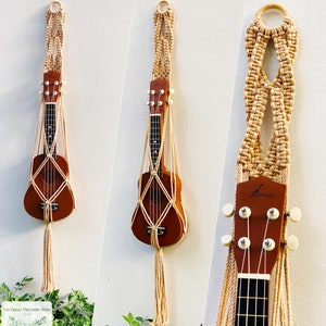 Macrame Ukulele Guitar Wall Hanging, Macrame Ukulele Holder, Ukulele Wall Mount, Instrument Hanger, Ukulele Player Gift, Christmas Gift
